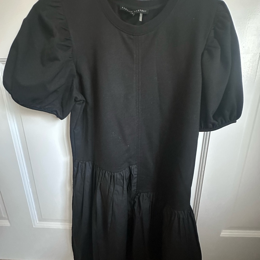 English Factory Black Puff Sleeve Dress